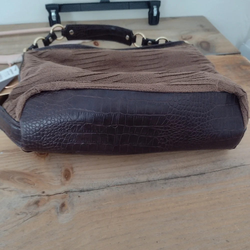 Dana Buchman Brown Hartsdale Hobo Handbag in Tan Saddle NWT